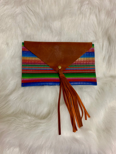 Leather and Serape Clutch with Tassel - Spurs and Stilettos Boutique